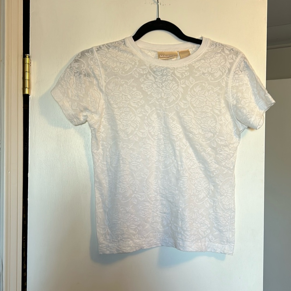 White lace, short sleeve top